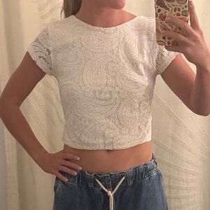 White Lace Crop Top